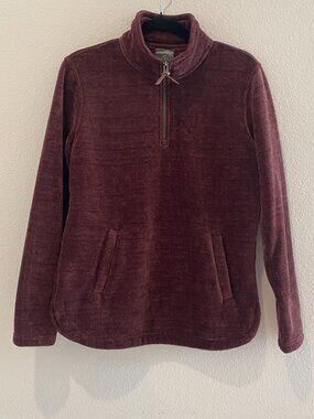 32 Degrees Heat Chenille 1/4 Zip Pullover Sherpa Teddy Lined Burgundy Small